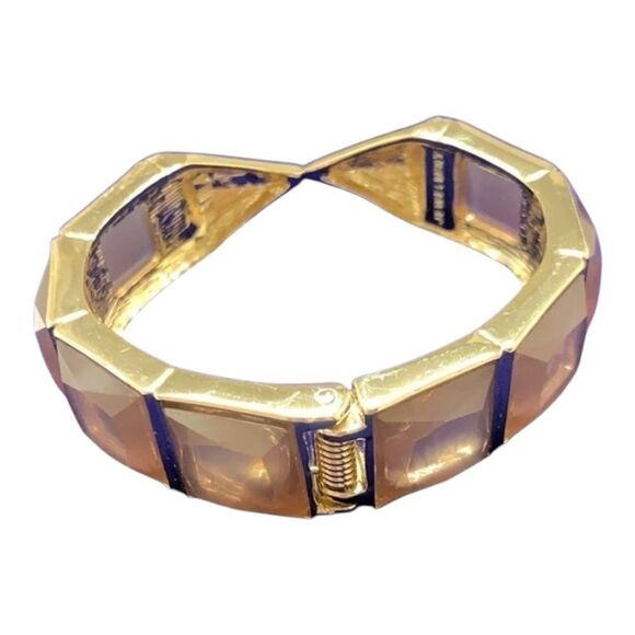 Cuff Bracelet Gold tones Gem accents - Picture 1 of 10